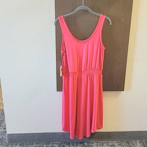 Gibson X Mother Chic Smocked Waist Casual Sleeveless Coral Dress -  Small - Picture 4 of 13